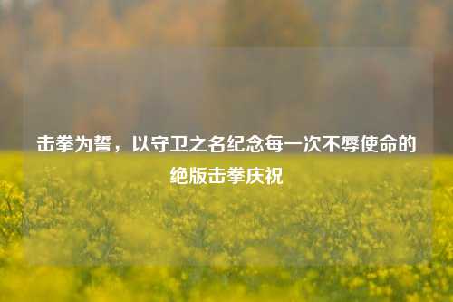 击拳为誓,以守卫之名纪念每一次不辱使命的绝版击拳庆祝