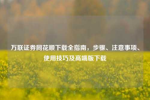 万联证券同花顺下载全指南，步骤、注意事项、使用技巧及高端版下载