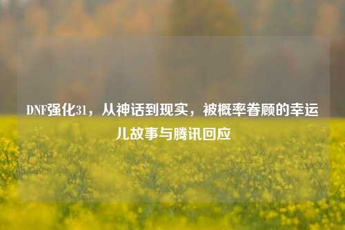 DNF强化31,从神话到现实,被概率眷顾的幸运儿故事与腾讯回应