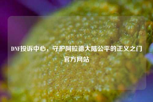 DNF投诉中心，守护阿拉德大陆公平的正义之门官方网站