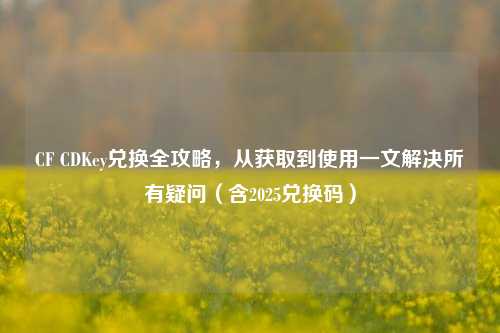 CF CDKey兑换全攻略,从获取到使用一文解决所有疑问(含2025兑换码)
