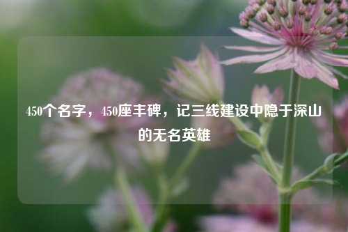 450个名字，450座丰碑，记三线建设中隐于深山的无名英雄