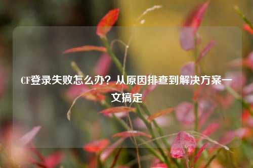 CF登录失败怎么办?从原因排查到解决方案一文搞定