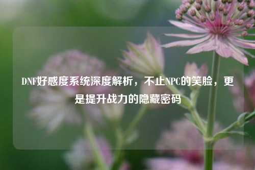 DNF好感度系统深度解析,不止NPC的笑脸,更是提升战力的隐藏密码
