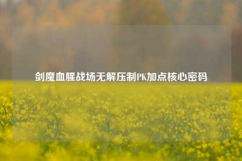 剑魔血腥战场无解压制PK加点核心密码