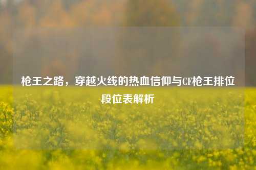 枪王之路,穿越火线的热血信仰与CF枪王排位段位表解析