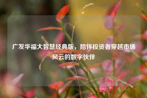 广发华福大智慧经典版,陪伴投资者穿越市场风云的数字伙伴