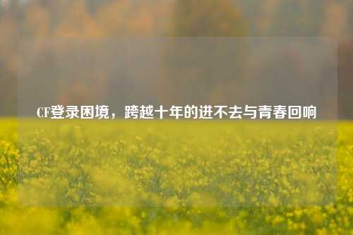 CF登录困境，跨越十年的进不去与青春回响