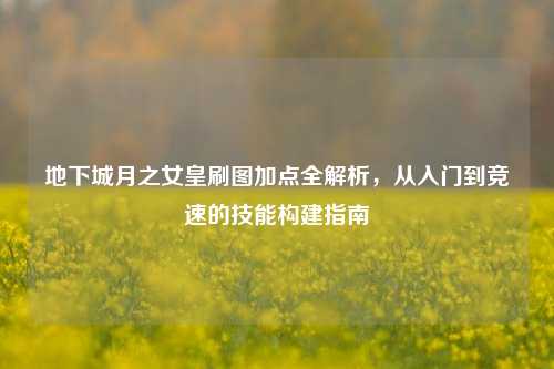 地下城月之女皇刷图加点全解析,从入门到竞速的技能构建指南