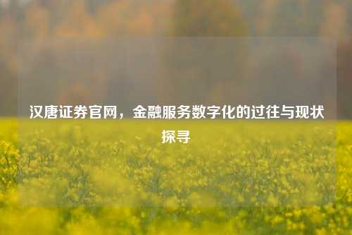 汉唐证券官网,金融服务数字化的过往与现状探寻