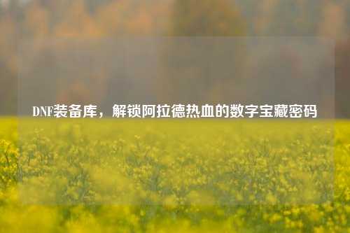 DNF装备库,解锁阿拉德热血的数字宝藏密码