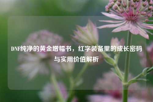 DNF纯净的黄金增幅书,红字装备里的成长密码与实用价值解析