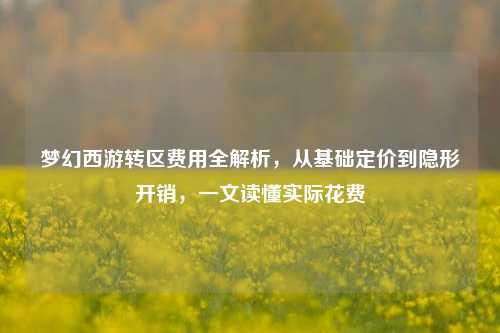 梦幻西游转区费用全解析,从基础定价到隐形开销,一文读懂实际花费