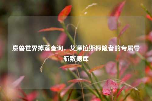 魔兽世界掉落查询,艾泽拉斯探险者的专属导航数据库
