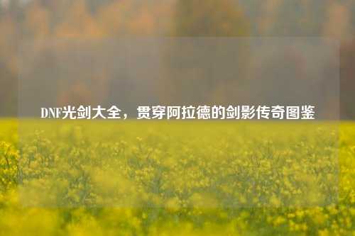 DNF光剑大全,贯穿阿拉德的剑影传奇图鉴