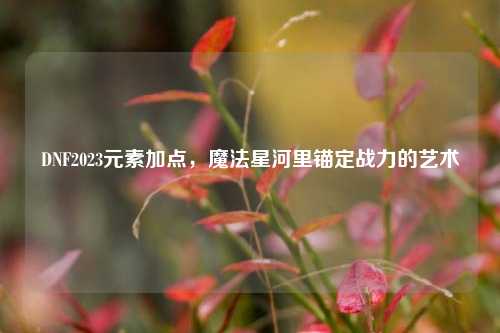 DNF2023元素加点,魔法星河里锚定战力的艺术