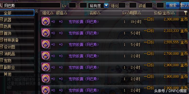 dnf巴拉姆,DNF有哪些花金币能买到的宠物